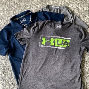 3 Short Sleeve Tops Boys L Nike Under Armour